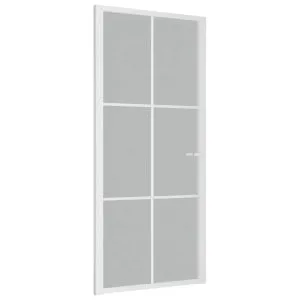 Ușă de interior, 93×201,5 cm, alb, sticlă mată și aluminiu