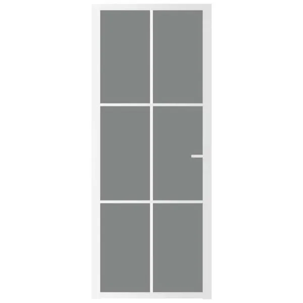 Ușă de interior, 83×201,5 cm, alb, sticlă ESG și aluminiu