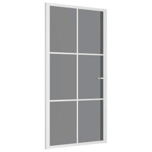 Ușă de interior, 102,5×201,5 cm, alb, sticlă ESG și aluminiu