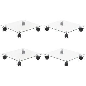 Suport cu role de plante 4 buc 35x35cm sticlă securizată pătrat