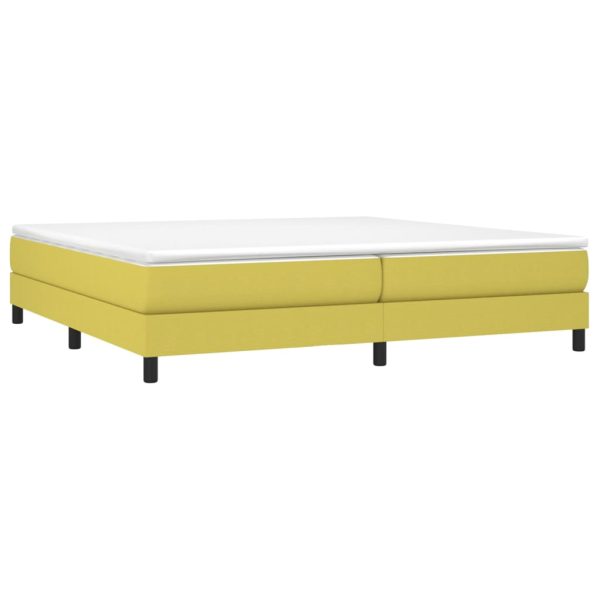 Pat box spring cu saltea, verde, 200×200 cm, textil