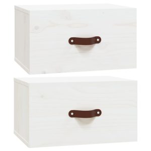 Noptiere de perete, 2 buc., alb, 40×29,5×22 cm