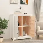 Servantă, alb, 83×41,5×100 cm, lemn masiv de pin
