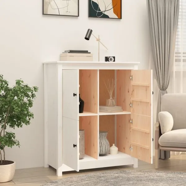 Servantă, alb, 83×41,5×100 cm, lemn masiv de pin
