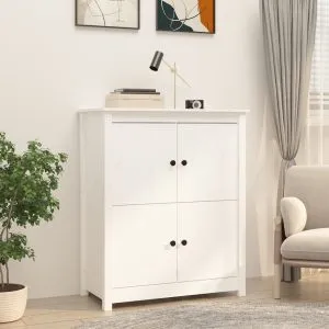 Servantă, alb, 83×41,5×100 cm, lemn masiv de pin
