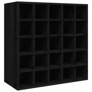 Dulap de vinuri, negru, 56x25x56 cm, lemn masiv de pin