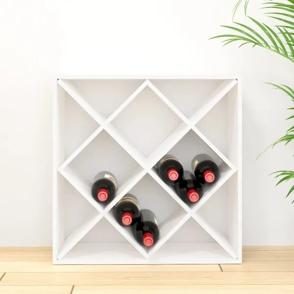 Dulap de vinuri, alb, 62x25x62 cm, lemn masiv de pin