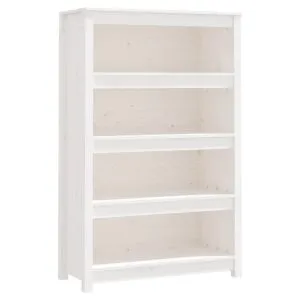 Bibliotecă, alb, 80x35x126 cm, lemn masiv de pin