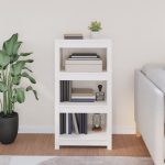 Bibliotecă, alb, 50x35x97 cm, lemn masiv de pin