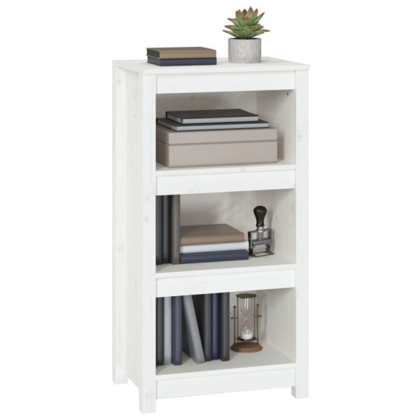 Bibliotecă, alb, 50x35x97 cm, lemn masiv de pin