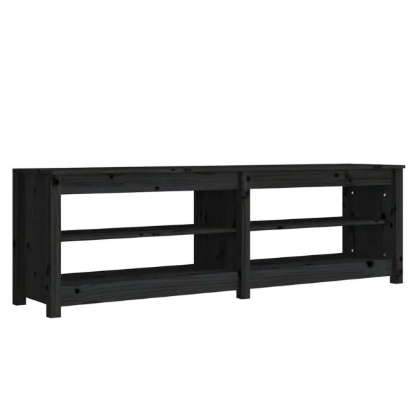 Bancă pentru pantofi, negru, 160×36,5×50 cm lemn masiv pin