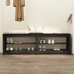 Bancă pentru pantofi, negru, 160×36,5×50 cm lemn masiv pin