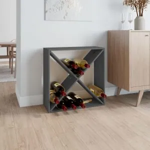 Dulap de vinuri, gri, 62x25x62 cm, lemn masiv de pin