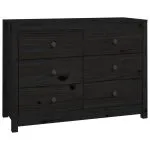 Dulap lateral, negru, 100x40x72 cm, lemn masiv de pin