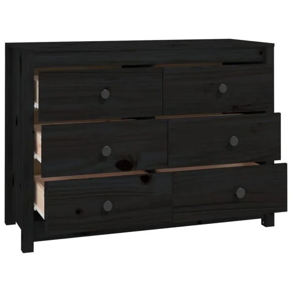 Dulap lateral, negru, 100x40x72 cm, lemn masiv de pin