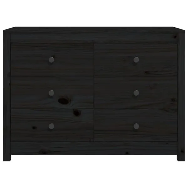 Dulap lateral, negru, 100x40x72 cm, lemn masiv de pin