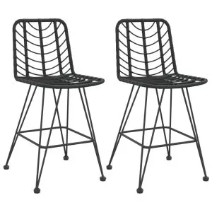 Taburete de bar, 2 buc., negru, 45x56x103,5 cm, ratan PE & oțel