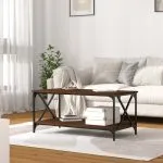 Măsuță cafea stejar maro 100x50x45 cm lemn prelucrat și fier