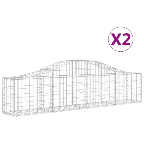 Coșuri gabion arcuite 2 buc, 200x30x40/60 cm, fier galvanizat