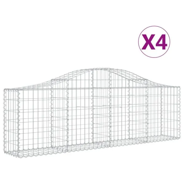 Coșuri gabion arcuite 4 buc, 200x30x60/80 cm, fier galvanizat