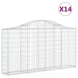 Coșuri gabion arcuite 14 buc, 200x30x100/120 cm fier galvanizat