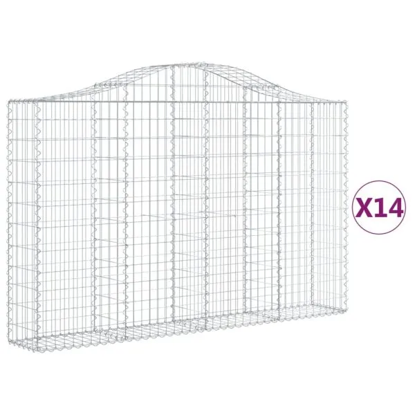Coșuri gabion arcuite 14 buc, 200x30x120/140cm, fier galvanizat