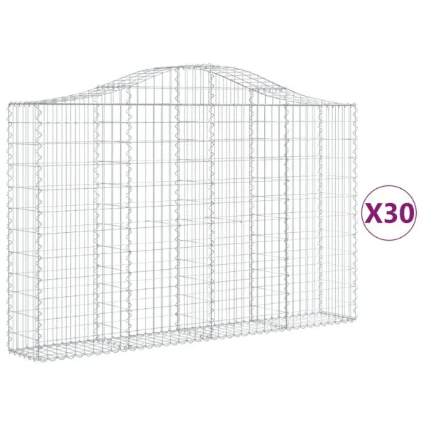 Coșuri gabion arcuite 30 buc, 200x30x120/140cm, fier galvanizat