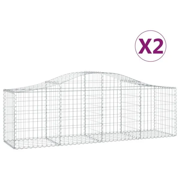 Coșuri gabion arcuite 2 buc, 200x50x60/80 cm, fier galvanizat