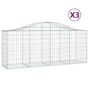 Coșuri gabion arcuite 3 buc, 200x50x80/100 cm, fier galvanizat