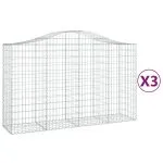 Coșuri gabion arcuite 3 buc, 200x50x120/140 cm, fier galvanizat