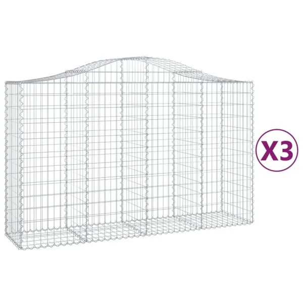 Coșuri gabion arcuite 3 buc, 200x50x120/140 cm, fier galvanizat
