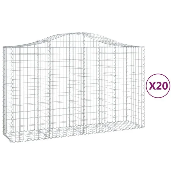 Coșuri gabion arcuite 20 buc, 200x50x120/140cm, fier galvanizat