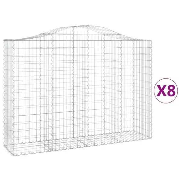 Coșuri gabion arcuite 8 buc, 200x50x140/160 cm, fier galvanizat