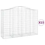 Coșuri gabion arcuite 15 buc, 200x50x140/160cm, fier galvanizat
