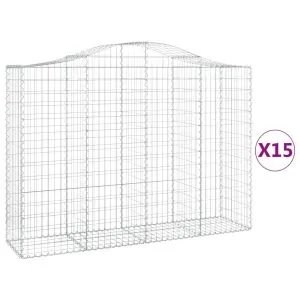 Coșuri gabion arcuite 15 buc, 200x50x140/160cm, fier galvanizat
