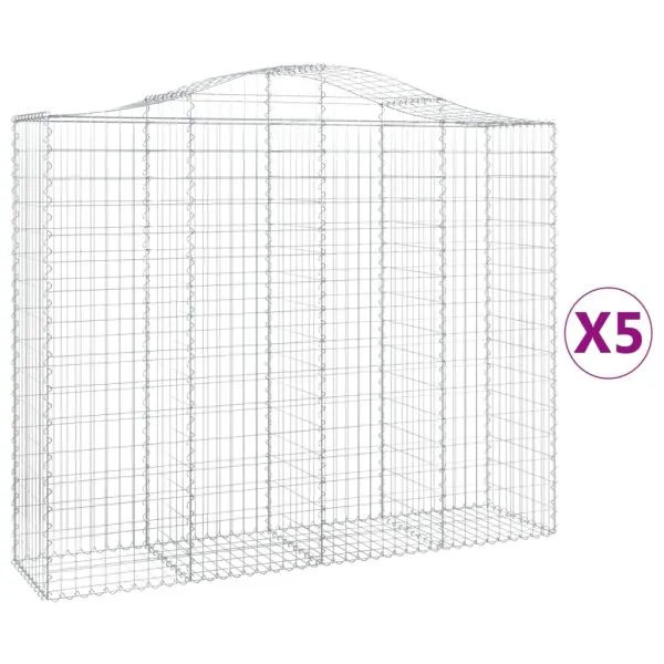 Coșuri gabion arcuite 5 buc, 200x50x160/180 cm, fier galvanizat