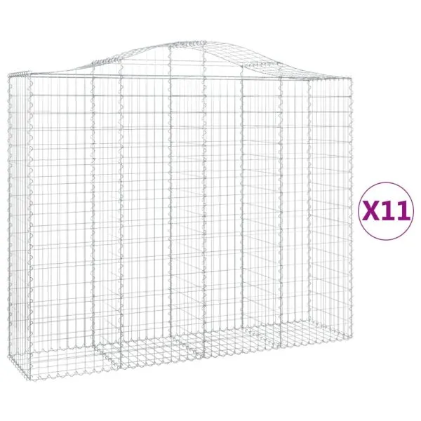 Coș gabion arcuit, 11 buc, 200x50x160/180 cm, fier galvanizat