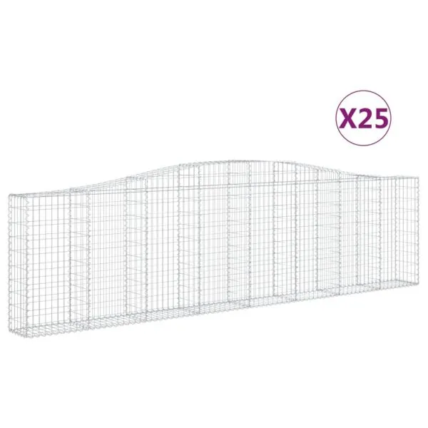 Coșuri gabion arcuite 25 buc, 400x30x100/120 cm fier galvanizat