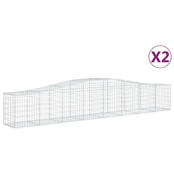 Coșuri gabion arcuite 2 buc, 400x50x60/80 cm, fier galvanizat