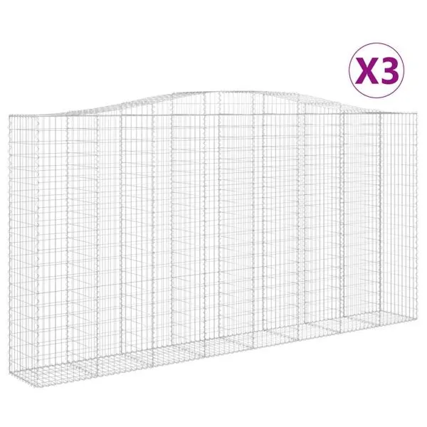 Coșuri gabion arcuite, 3 buc 400x50x200/220 cm, fier galvanizat