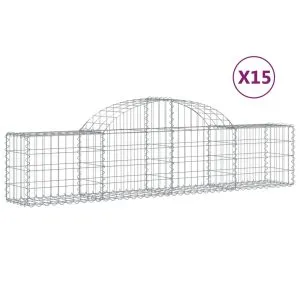 Coșuri gabion arcuite 15 buc, 200x30x40/60 cm, fier galvanizat