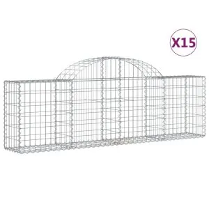 Coșuri gabion arcuite 15 buc, 200x30x60/80 cm, fier galvanizat