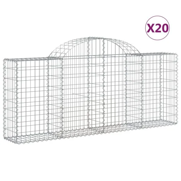 Coșuri gabion arcuite 20 buc, 200x30x80/100 cm, fier galvanizat