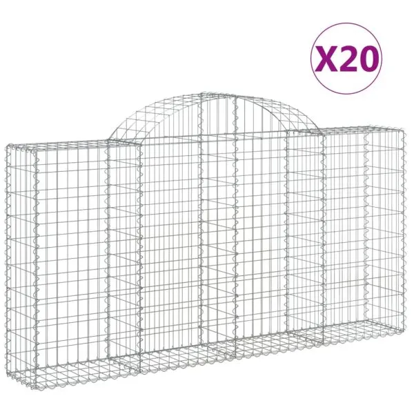 Coșuri gabion arcuite 20 buc, 200x30x100/120 cm fier galvanizat