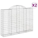 Coșuri gabion arcuite 2 buc, 200x30x140/160cm, fier galvanizat