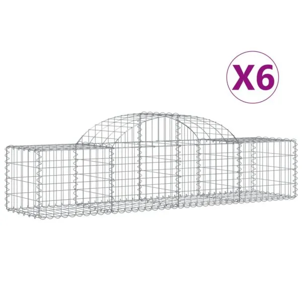 Coșuri gabion arcuite 6 buc, 200x50x40/60 cm, fier galvanizat