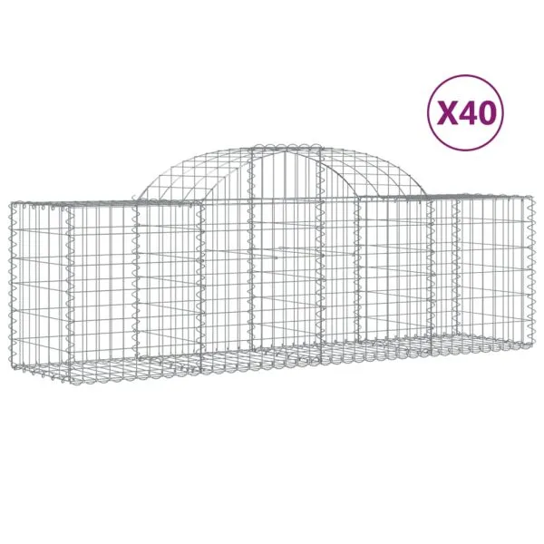 Coșuri gabion arcuite 40 buc, 200x50x60/80 cm, fier galvanizat
