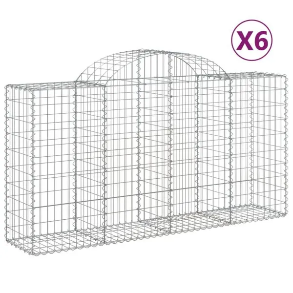 Coșuri gabion arcuite 6 buc, 200x50x100/120 cm, fier galvanizat