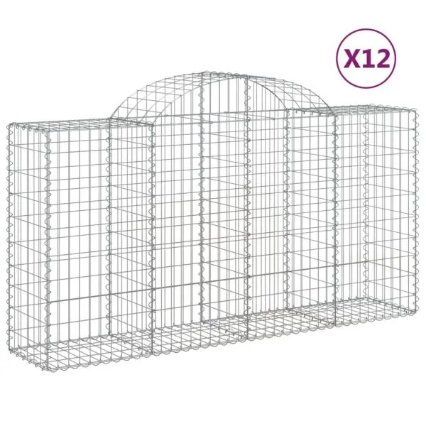 Coșuri gabion arcuite 12 buc, 200x50x100/120cm, fier galvanizat