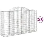 Coșuri gabion arcuite 8 buc, 200x50x120/140 cm, fier galvanizat